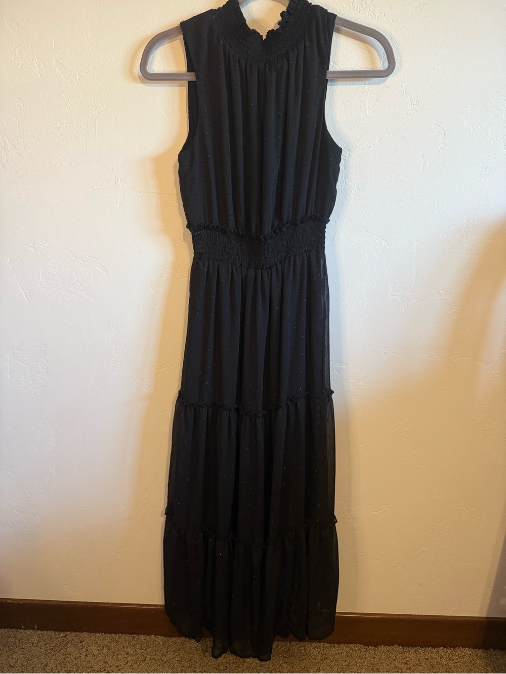 Draper James Black Sleeveless High-Neck Smocked Maxi Dress - Picture 9 of 13